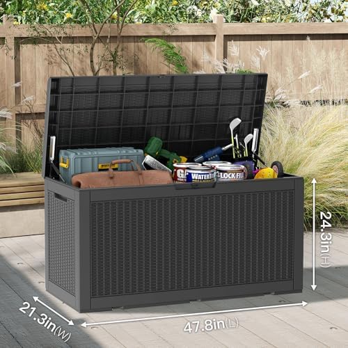 Mars Villa Deck Box, Outdoor Storage Box Waterproof, 100 Gallon, Black - Image 2