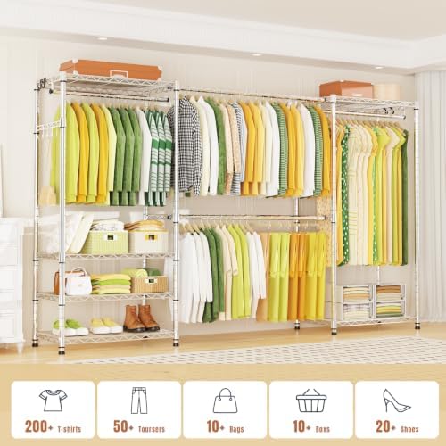 Ulif E1 Heavy Duty Closet Garment Rack, 6 Tiers Adjustable Clothing Storage - Image 2