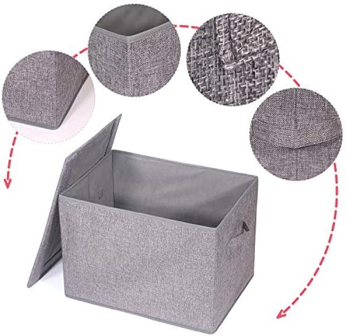 TENABORT 5 Pack Large Foldable Storage Box with Lids Fabric Storage Cube Organizer Cloth Containers Bins Baskets for Closet Clothes Clothing Bed Room - Image 3