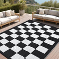 GarveeHome Outdoor Rug 5 x 8 Waterproof Modern Checkboard Plastic Straw Rug by GarveeHome