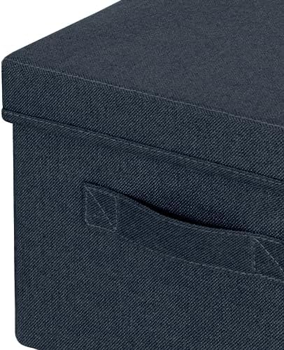 Leitz fabric storage box with lid, set of two storage cubes, foldable ottoman storage box, eco-friendly recyclable organizer box, velvet grey, medium size, 61440089 - Image 4