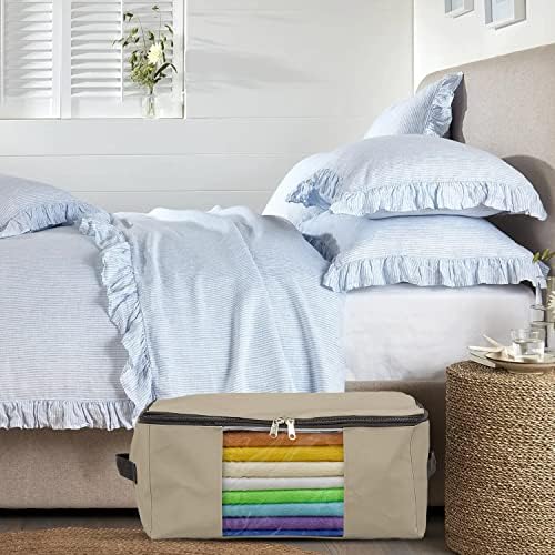 Covers & All Storage Bags, 90 litres Large size Space Saver bags Heavy Duty Storage Organizer Multipurpose, 12 Oz Waterproof UV-Resistant & Tear-Proof (23"L x 17"W x 14"H Inches, Beige, Pack of 3) - Image 5