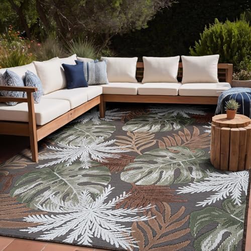 Luul Home Floral Indoor Outdoor Rugs 6x9 Large Area Rug for Living Room, Patio Decor, Kitchen, and Entryway Rug, Washable Stain Resistant Outside Carpet Brown 6 x 9 - Image 7