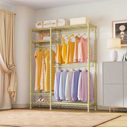 VIPEK V2 Heavy Duty Clothes Rack, Metal Closet Rack Organizer, Gold - Image 2
