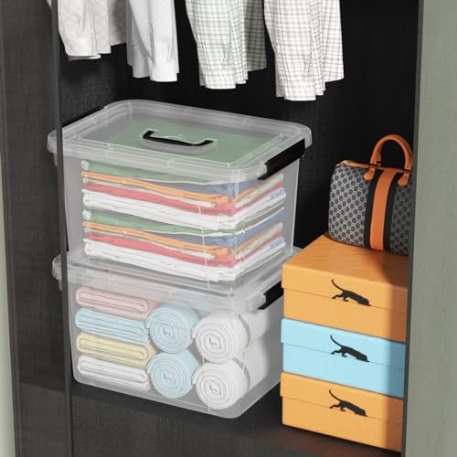 4 Packs 18 Quart Clear Plastic Storage Latching Bins with Handles - Image 5