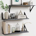 Forbena Gray Floating Shelves Wall Mounted Bookshelf Set of 3, 24 Inches Long 8 Inch Deep Wall Shelves for Bedroom, Bathroom, Living Room, Laundry Room, Kitchen, Office, Closet (Rustic Grey) by Forbena