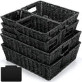 Marsui 9 Pcs Wicker Storage Baskets for Pantry Organization with Handle Labels Handwoven Multi-size Brown Small Organizer Baskets Storage Bins Container for Shelves Closet Toilet Christmas Holiday by Marsui
