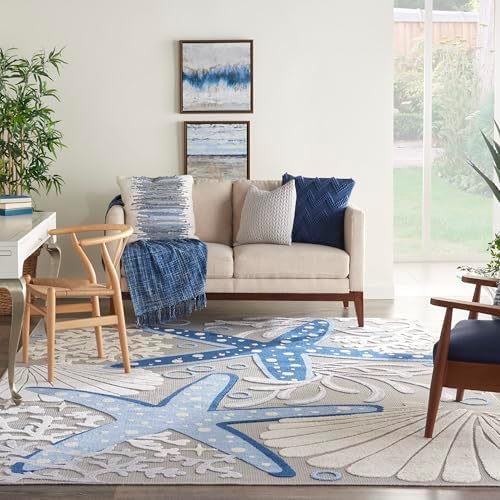 Nourison Home Aloha Blue Grey 12' x 15' Area Rug - Easy Clean, Non Shedding, Bed Room, Living Room, Dining Room, Kitchen (12' x 15') - Image 2