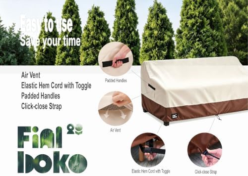 3-Seater Outdoor Sofa Cover, 93Wx40Dx35H inches Outdoor Furniture Covers Waterproof,100% Waterproof Heavy Duty Patio Furniture Covers,Beige&Brown Modern Style Outdoor Couch Cover - Image 5