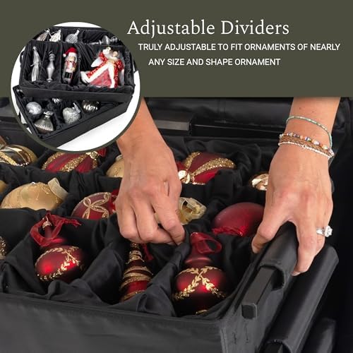 [TreeKeeper Telescoping Christmas Ornament Storage Box with Dividers] - Adjustable Organizer Holds 120 Ornaments up to 4 Inches Tall by Nearly Any Width and Length | 5 Removable Trays with Separators - Image 4