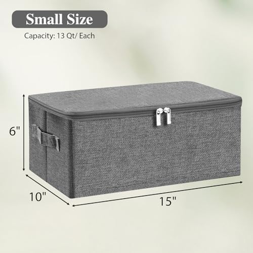 ANMINY Fabric Storage Bins with Zipper Lids, 15"x10"x6", Gray, 3 PCS - Image 6