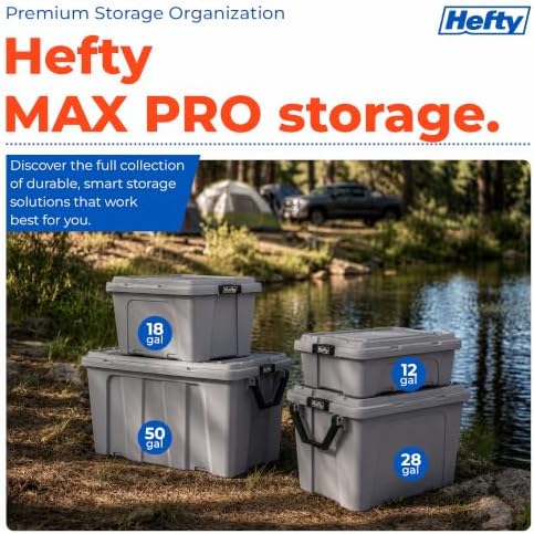 Hefty 18 Gallon Storage Bin with Lid, Heavy Duty Plastic Storage Container Stackable Tote for Garage Closet Home Organization, Large Storage Bin, 6 Pack, Grey - Image 7