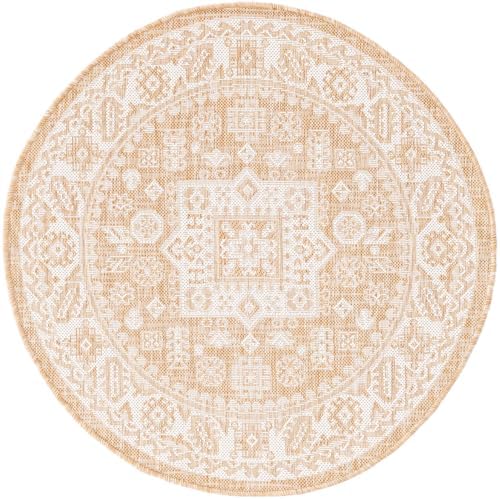 Rugs.com - Outdoor Aztec Rug – 3 Ft Round Natural Indoor/Outdoor Rug – Flatweave Area Rug for Patios, Decks, and Porches - Image 2