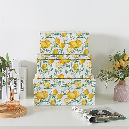 Soul & Lane - Zesty Lemons Decorative Storage Boxes with Lids, Set of 3 - Image 2