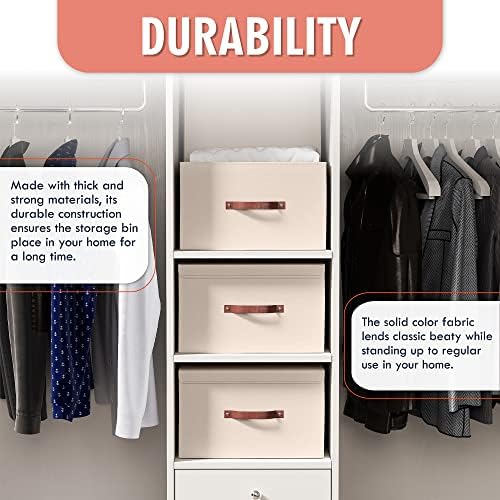 Ornavo Home 6 Pack Collapsible Storage Bins with Lid, 15x10x9, Beige - Image 3