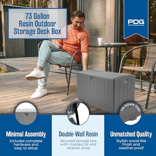 Plastic Development Group Outdoor Deck Box, Standard Close, Gray, 73 Gal - Image 3
