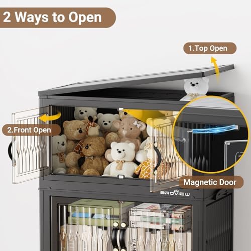 BROVIEW 300Qt Stackable Storage Bins with Lid for Home Dorm, 5Pack Black - Image 4