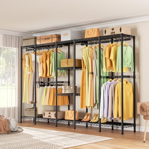 Golpart Heavy Duty Clothes Rack Metal Wardrobe with Adjustable Wire Shelves - Image 5