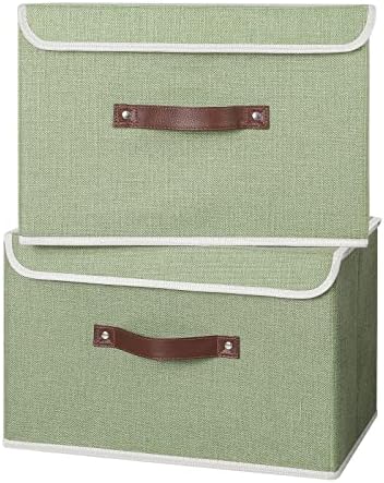 ANMINY Fabric Storage Box Bins with Lids, Green, 15"x10"x10", 4 Pack - Image 5