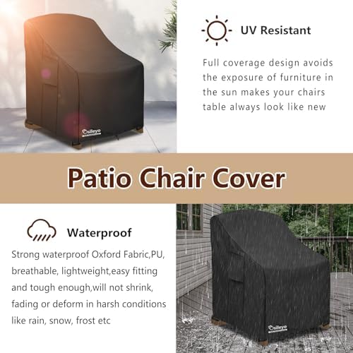 Patio Chair Cover 2 Pack(30W x 34D x 36Hinches),Waterproof Heavy Duty Outdoor Furniture Covers for Patio Adirondack Chair,Black - Image 5