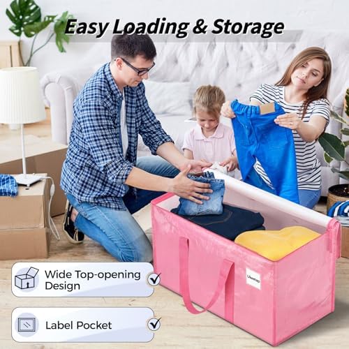 16 Pack Extra Large Clothes Storage Bins with Lids, Moving Bags, Pink - Image 5