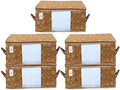 Kuber Industries Underbed Storage Bag|Storage Organiser|Storage Bag For Clothes Large|Blanket Cover Set of 5 (Beige) by Kuber+Industries