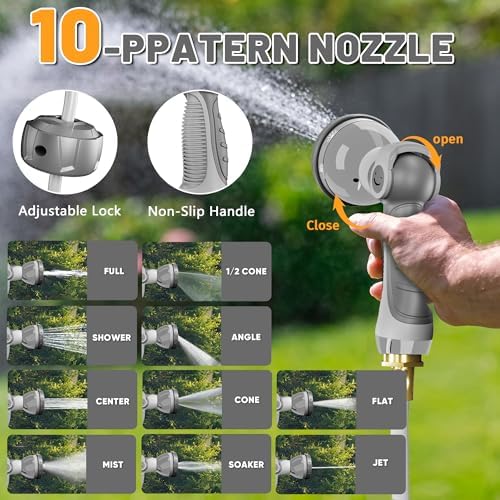 SILVEL Automatic Retractable Garden Hose Reel on Metal Spike, 1/2 in x 90FT Ground Mounted Outside, UV Resistant with 10 Pattern Nozzle, 360° Swivel, No Holes in Your House, Easy Installation - Image 4