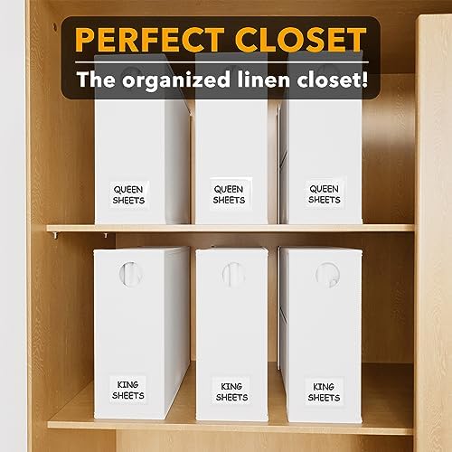 SpaceAid 6 Pack Bed Sheet Organizers and Storage, Foldable Sheet Organizer with Window for Linen Closet, Set Folder Keeper for Queen & King Size Bedding Storage (White) - Image 5
