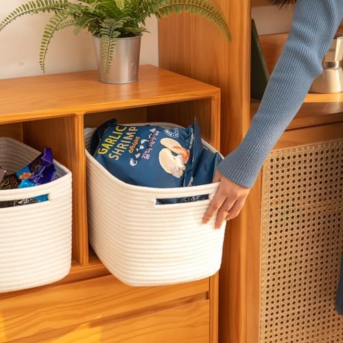 OIAHOMY 4 Pack Storage Baskets for Organizing 24L Cube Storage Bins White - Image 3