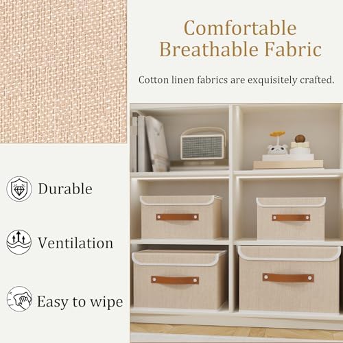 OUTBROS Fabric Storage Bins, Beige, 5 Pack 10.2 x 7.9 x 6.7 in - Image 5