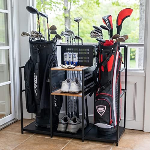 Teal Triangle Golf Storage Organizer, Heavy Duty Garage Freestanding Storage, Holds Golf Clubs, Bags, Golf Accessories, Golf Gifts for Men by TealTriangle