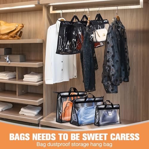Chumia 20 Pack Clear Dust Cover Handbag Storage Organizer 3 Size, Black - Image 5