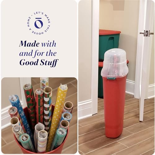 HOMZ Seasonal Holiday Gift Wrap Organizer, Red & Clear, 2-Pack - Image 6