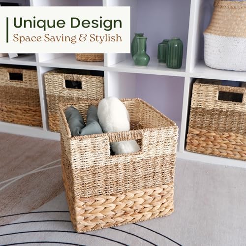 CHI AN HOME 11x11 Wicker Storage Cubes Storage Baskets For Shelves Set 4 - Image 2