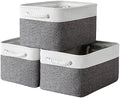 TheWarmHome Storage Basket for Organizing - 15.7x11.8x8.2 inch Large 3 Pack Collapsible Storage Bins for Shelves, Fabric Storage Cubes for Gift Closet Linen Organization (White & Grey) by TheWarmHome