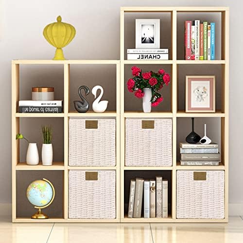 Vagusicc Wicker Storage Basket, Set of 2 Hand-Woven Storage Baskets for Organizing, Foldable Cube Storage Bins, 11 Inch Wicker Storage Baskets for Shelves and Decor, Square Closet Organizer, White - Image 6