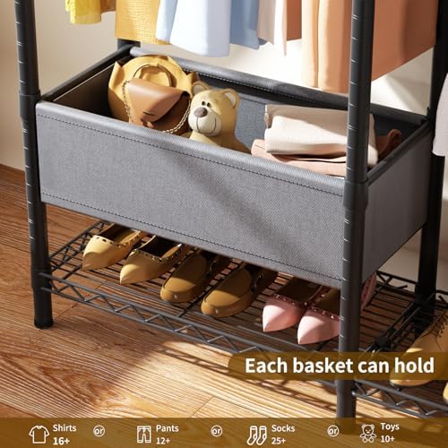 Golpart Heavy Duty Clothes Rack Metal Wardrobe with Adjustable Wire Shelves - Image 4