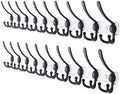Dseap Coat Rack Wall Mount - 38” Long 10-Tri-Hooks Heavy Duty Coat Hanger Rail Wall Hooks for Hanging Coats Hats Clothing Clothes Purse Mudroom Entryway, White/Black, Pack of 2 by Dseap
