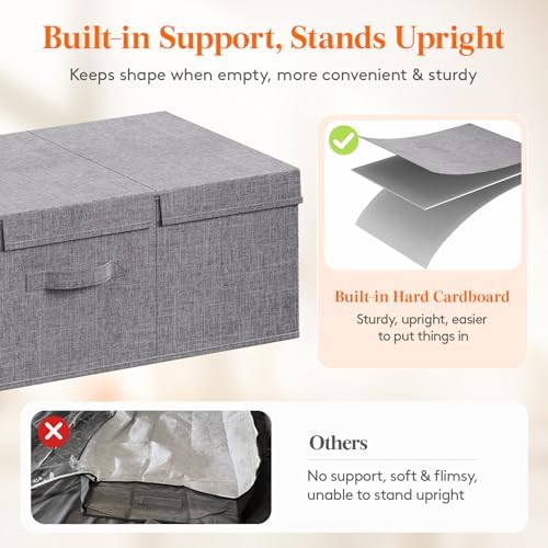 Lifewit 80L Under Bed Storage Containers, 9.8 Inch Tall Underbed Clothes Storage Organizer Bin with Sturdy Sidewalls, Bottom, 3 Lids, Deep Storage Drawer for Clothes, Shoes, Blankets, Pillows 3 Pack - Image 4