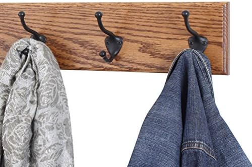 PegandRail Oak Wall Mounted Coat Rack with Bronze Hooks 4.5" Ultra Wide (Chestnut, 52" x 4.5" with 10 Hooks) - Image 3