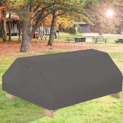 Picnic Table Cover Waterproof 70/72 Inch 600D Oxford Outdoor Table Cover with Bench Covers for Winter DustProof Heavy Duty (Grey, 6FT-70/72inch) - Image 6