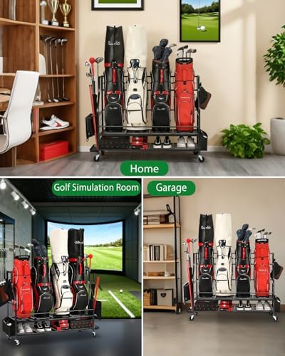 FHXZH Golf Bag Storage Garage Organizer - Golf Bag Stand with Wheels - Image 5