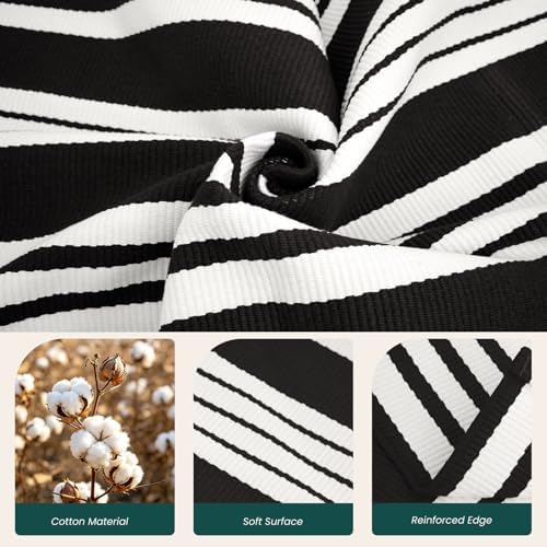 KOZYFLY 5x7 ft Area Rug Black and White Rug Woven Washable Striped Rugs - Image 5