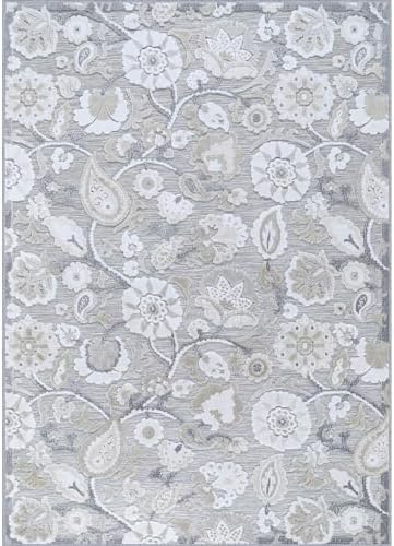 Luul Home Floral Indoor Outdoor Rugs 10x14 Large Area Rug for Living Room, Patio Decor, Kitchen, and Entryway Rug, Washable Stain Resistant Outside Carpet Beige 10 x 14 - Image 3