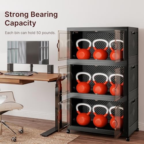UAMFURI Stackable Storage Bins, 525QT Collapsible Drawers with 1 Lid - Image 4