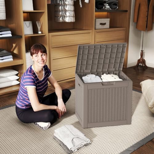Vixzen 36 Gallon Deck Boxes Outdoor Waterproof, Lockable Resin Storage Box with lid for Furniture Cushions, Weatherproof Containers Outside Storage Boxes for Garden Patio Pool Tools(Grey, 36 Gallon) - Image 3