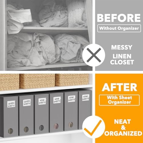 SpaceAid 12 Pack Bed Sheet Organizers and Storage, Foldable Sheet Organizer for Linen Closet, Sheets Set Folder Keeper with Window XL (Queen & King Size) Bedding Container (Gray, 12 Pack) - Image 2