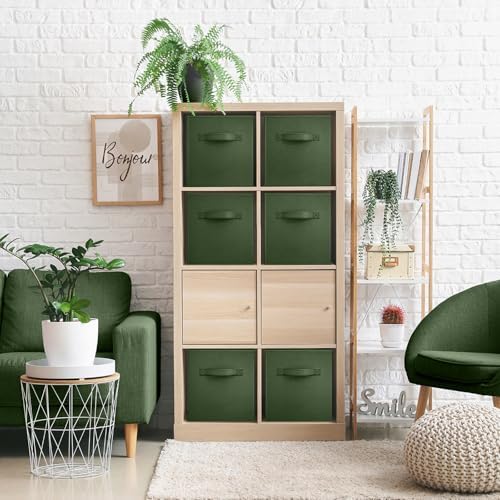 Sorbus Fabric Storage Cubes, 6-Pack Foldable Bins (13 Inch, Dark Green) - Image 3