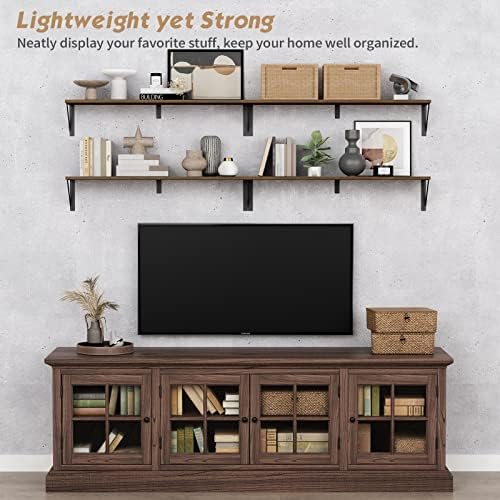 Forbena Floating Book Shelves for Wall Set of 3, 36 Inches Long Wall Bookshelf for Bedroom, Large Wood Heavy Duty Hanging Bookshelves for Books, Living Room Decor, Closet Storage (Rustic Brown) - Image 3
