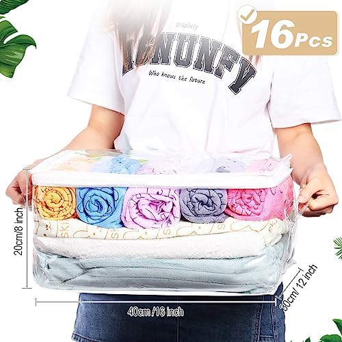 Windyun 16 Pcs Clear Zippered Storage Bags, Blanket Storage, 16 x 12 x 8 in - Image 2